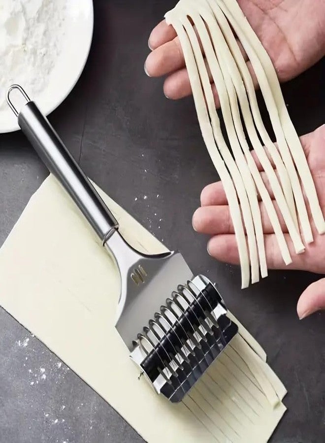 PUTHAK Stainless Steel Handheld Pasta Maker: Craft Homemade Noodles with Ease - Manual Noodle Cutter Roller for Kitchen Gadgets, Pack of 1 - Image 3